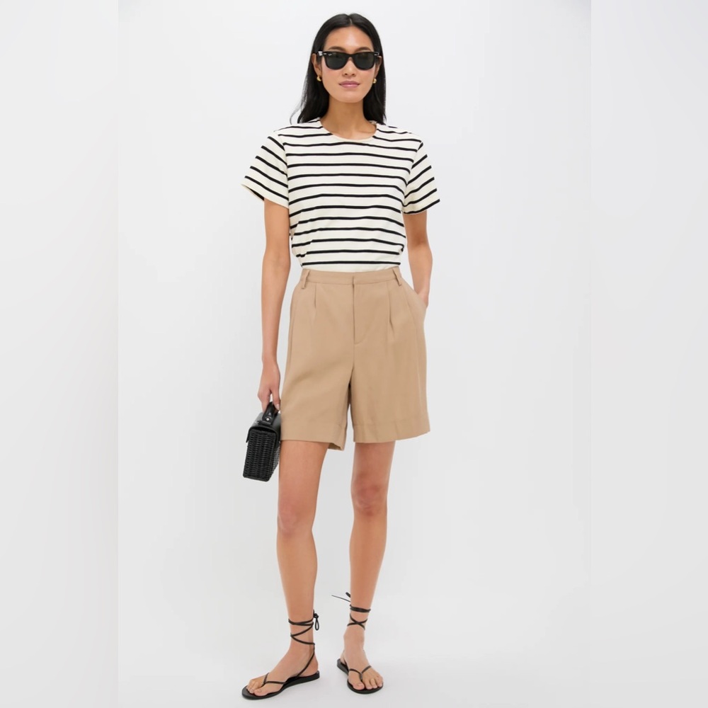 Tuckernuch Khaki Pleated High-rise Shorts 6